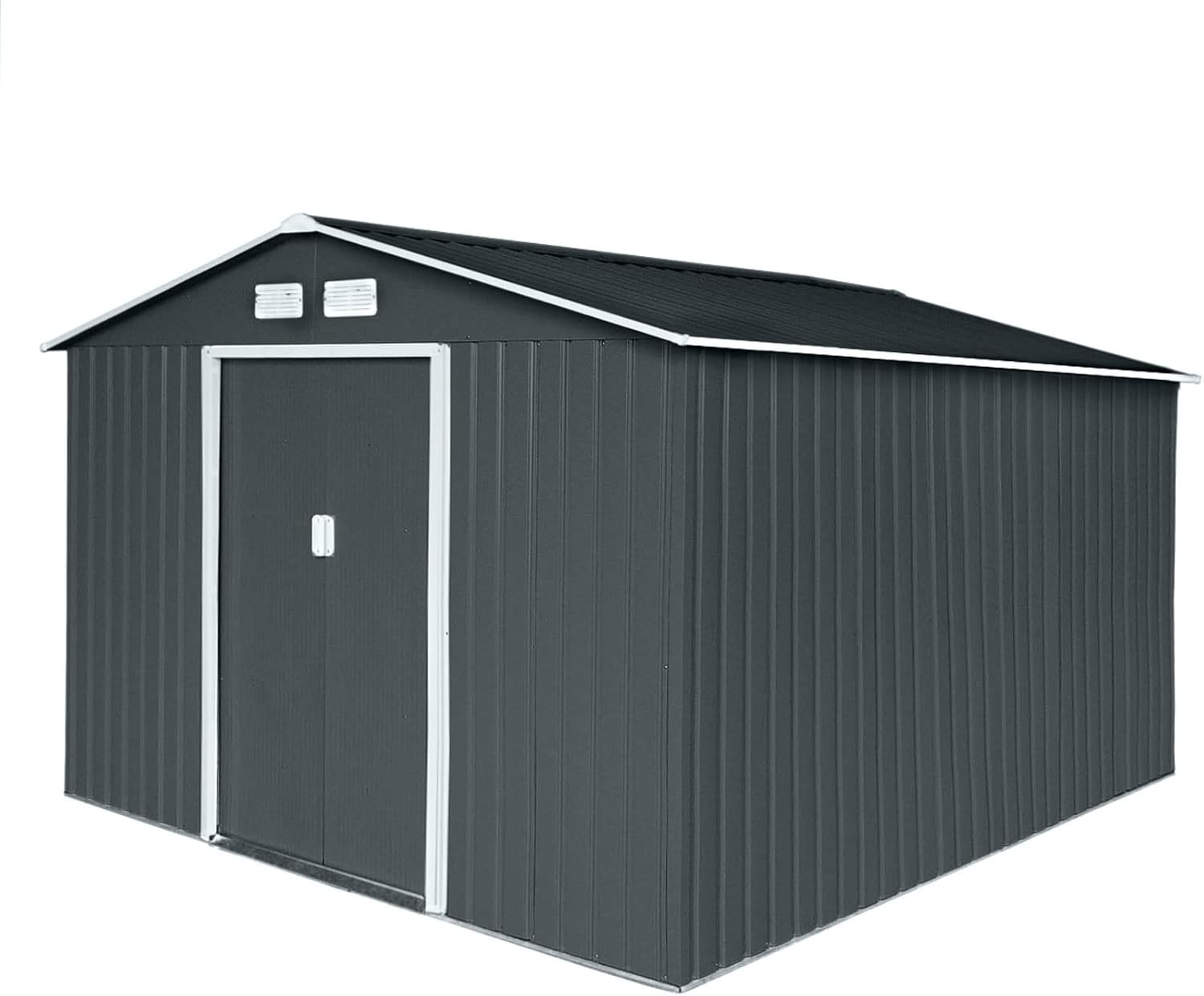 S300 Metall Gerätehaus XXXL 277x319x192cm Geräteschuppen Garten Schuppen Gartenhaus Satteldach Anthrazit Dunkelgrau
