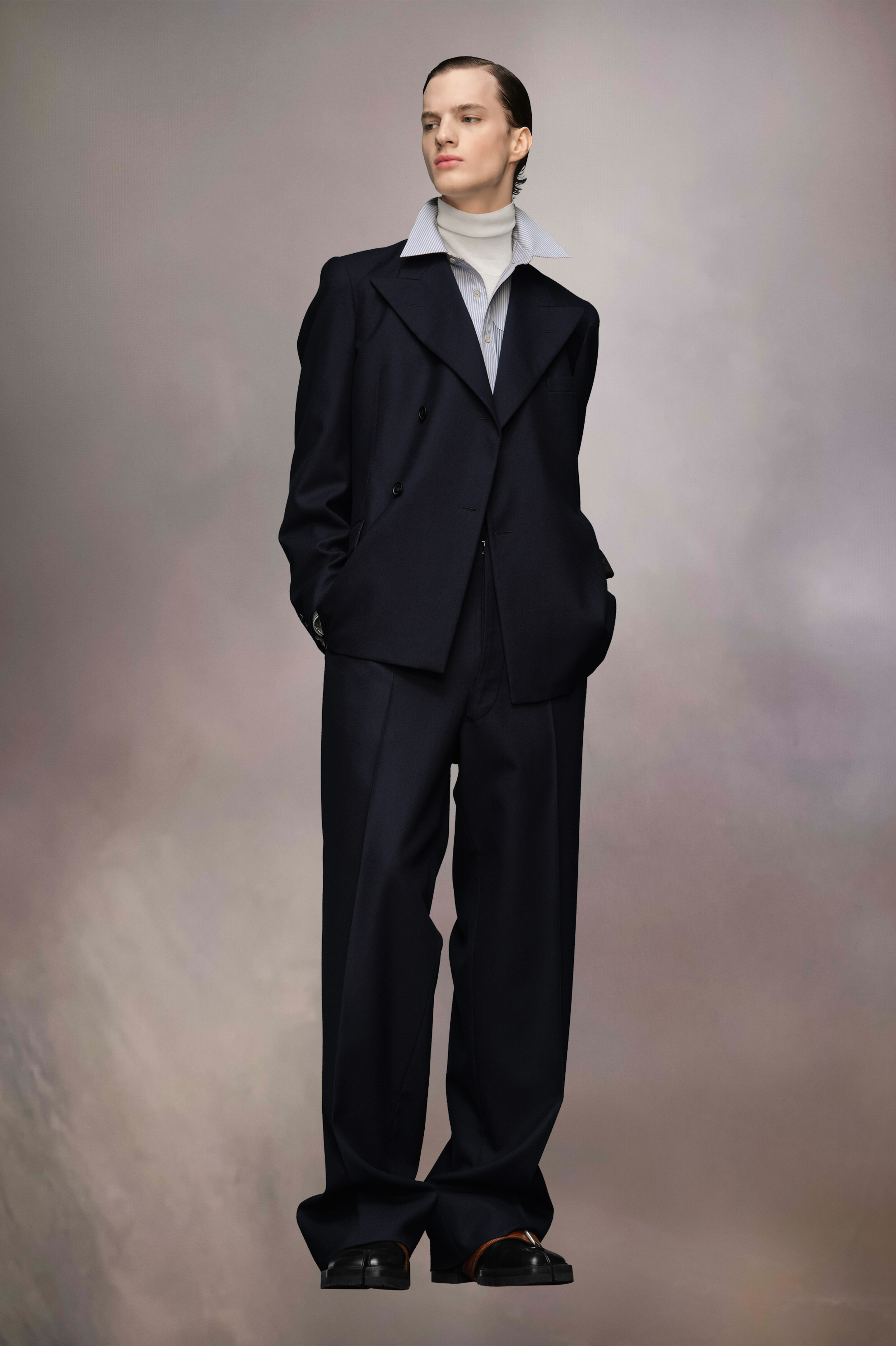 Veste de costume en laine barathea Bleu Navy