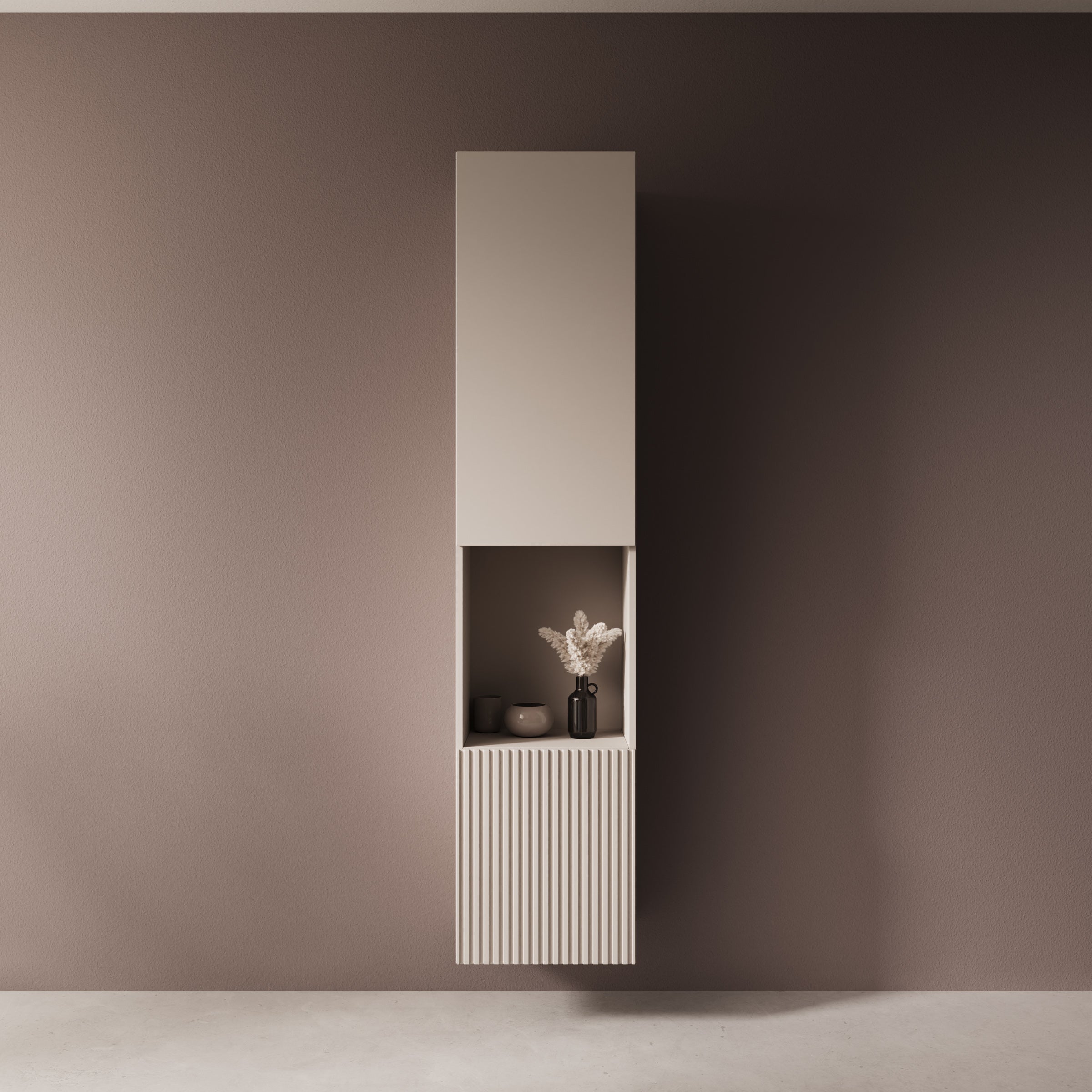 Meubella - Cruzar 2 - Vitrinekast - Beige - 40x30x180 cm