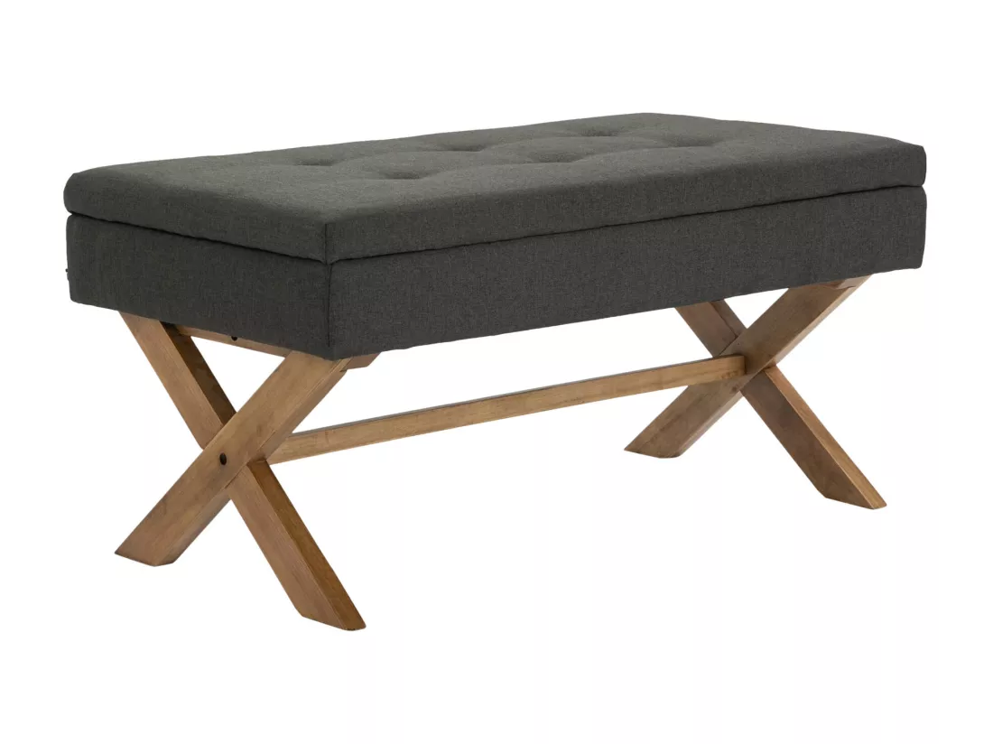 Banquette - Tissu & Bois - Gris foncé - Namaro
