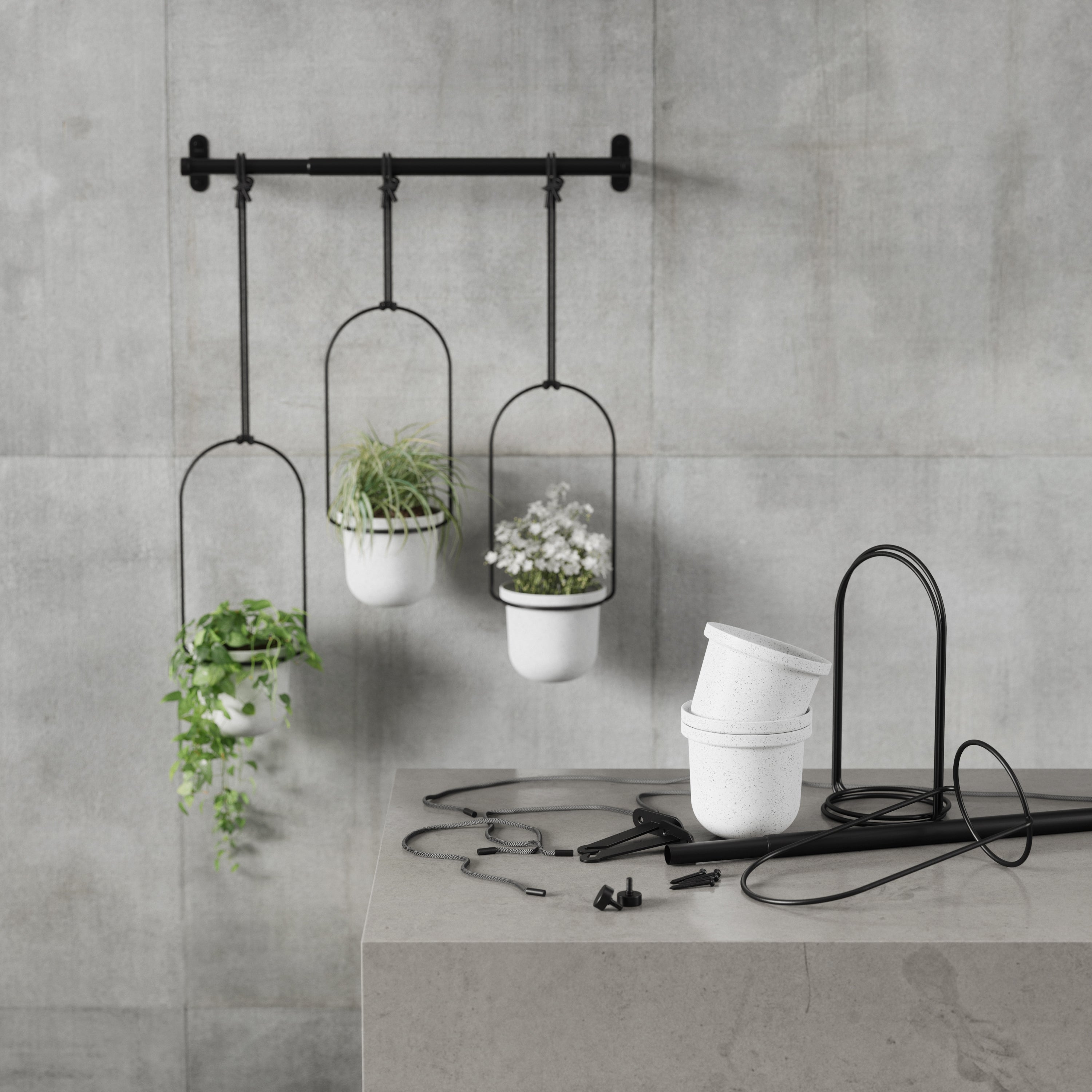 Umbra Triflora Hangende Bloempotten - Set van 3 - Wit
