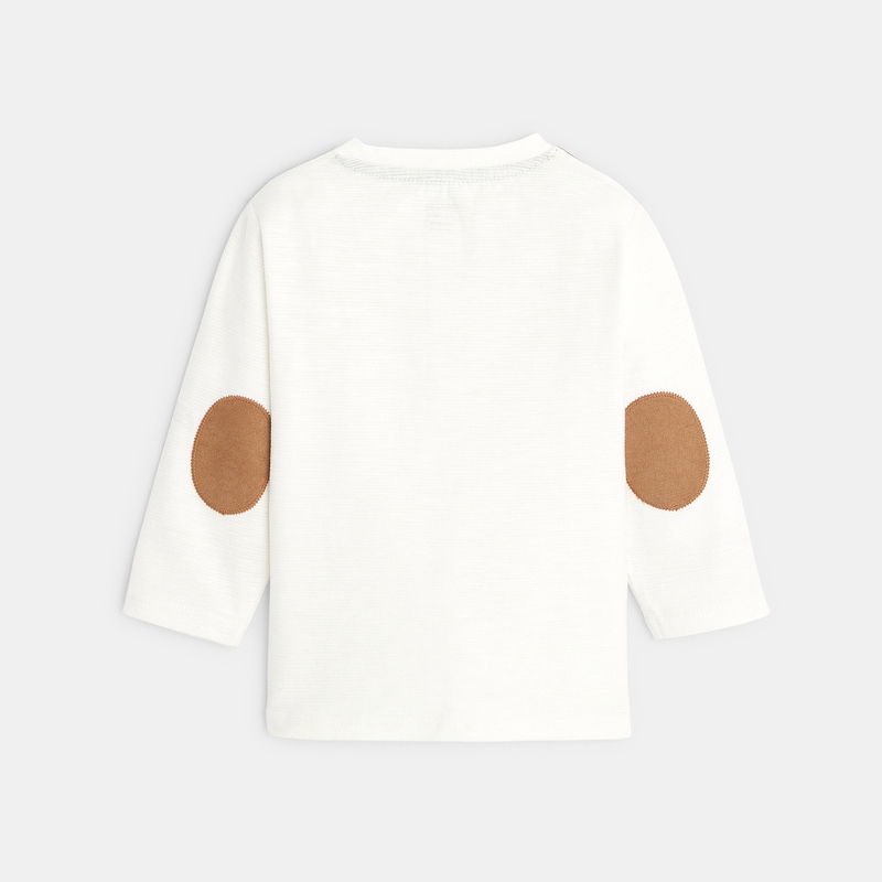 T-shirt tunisien flammé à patchs blanc bébé garçon