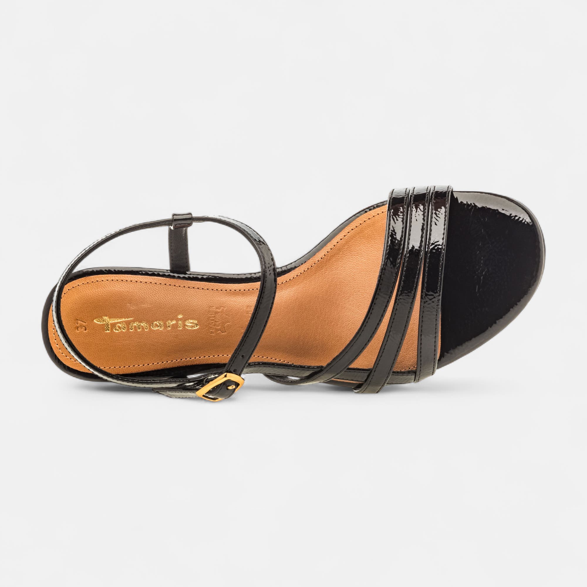 Nu-pieds à talon Femme noir vernis