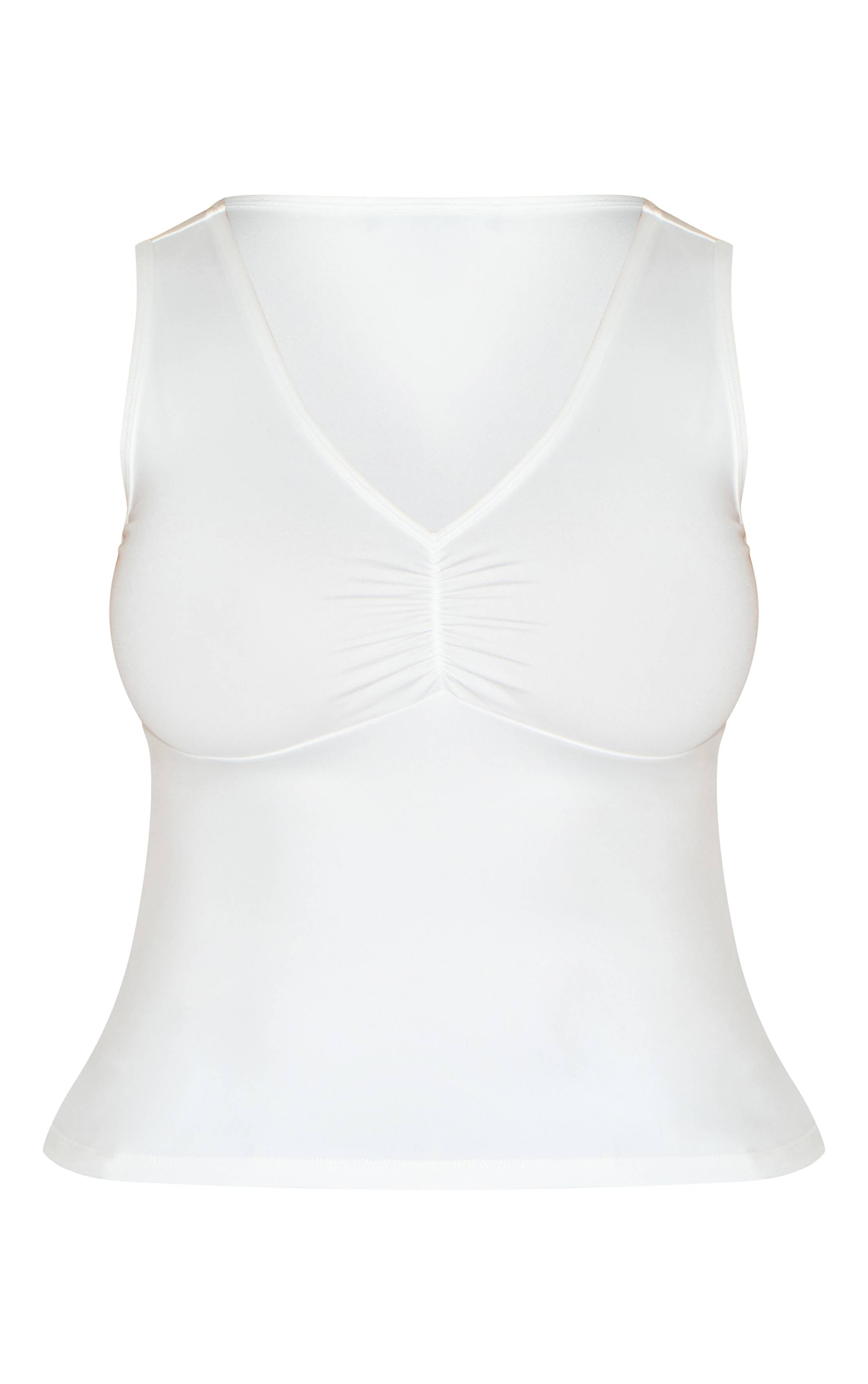 Blanc Haut Sans Manches À Buste Froncé Shape Sculpt