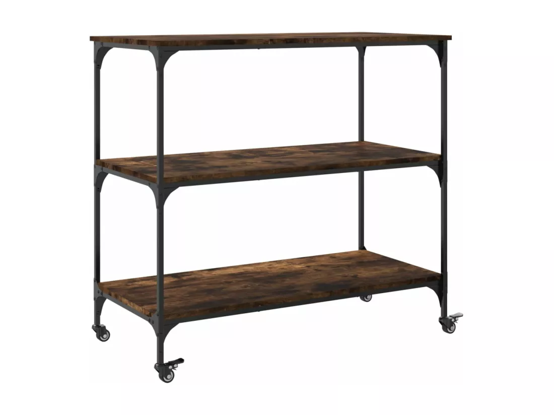 Chariot de cuisine chêne fumé 102x50x95 cm bois d'ingénierie