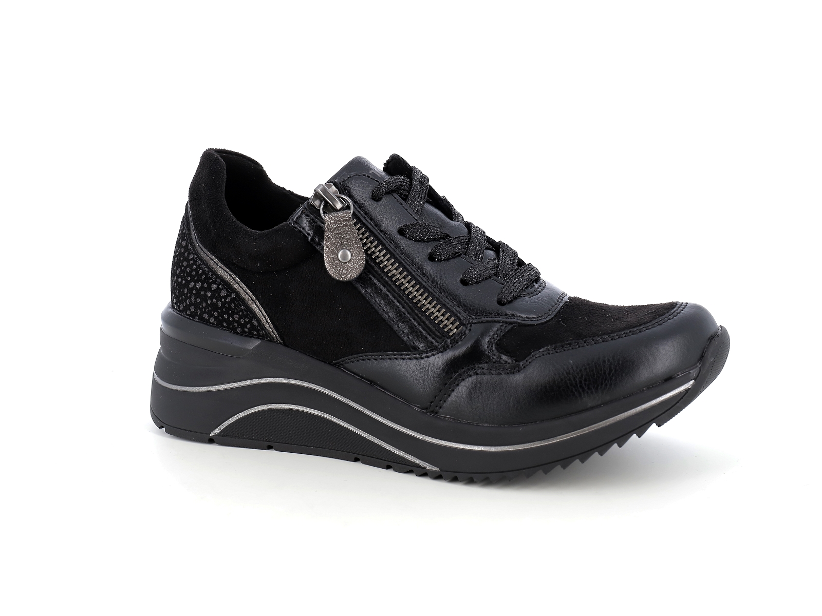 Remonte-D0T01 Matières combinées Noir