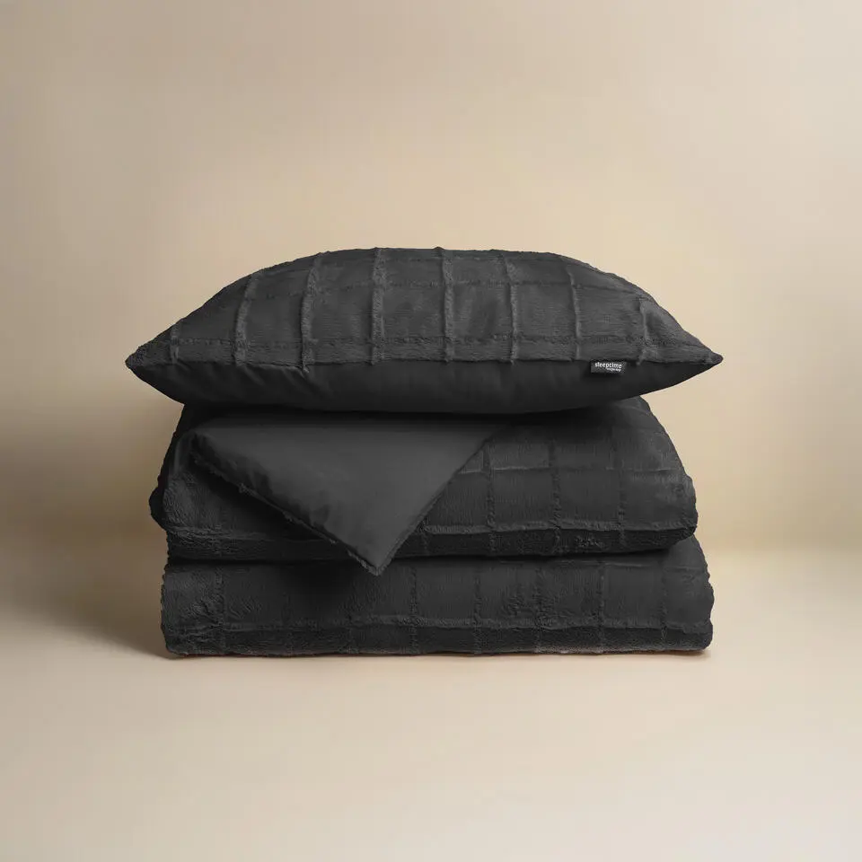 Dekbedovertrek 140x220 – Furry Check Design & Zacht Warm Fleece