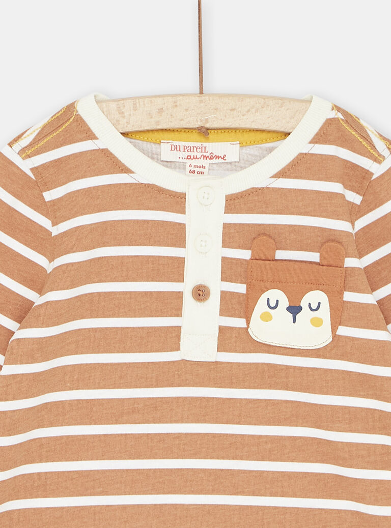 T-shirt brique et blanc à rayures bébé garçon