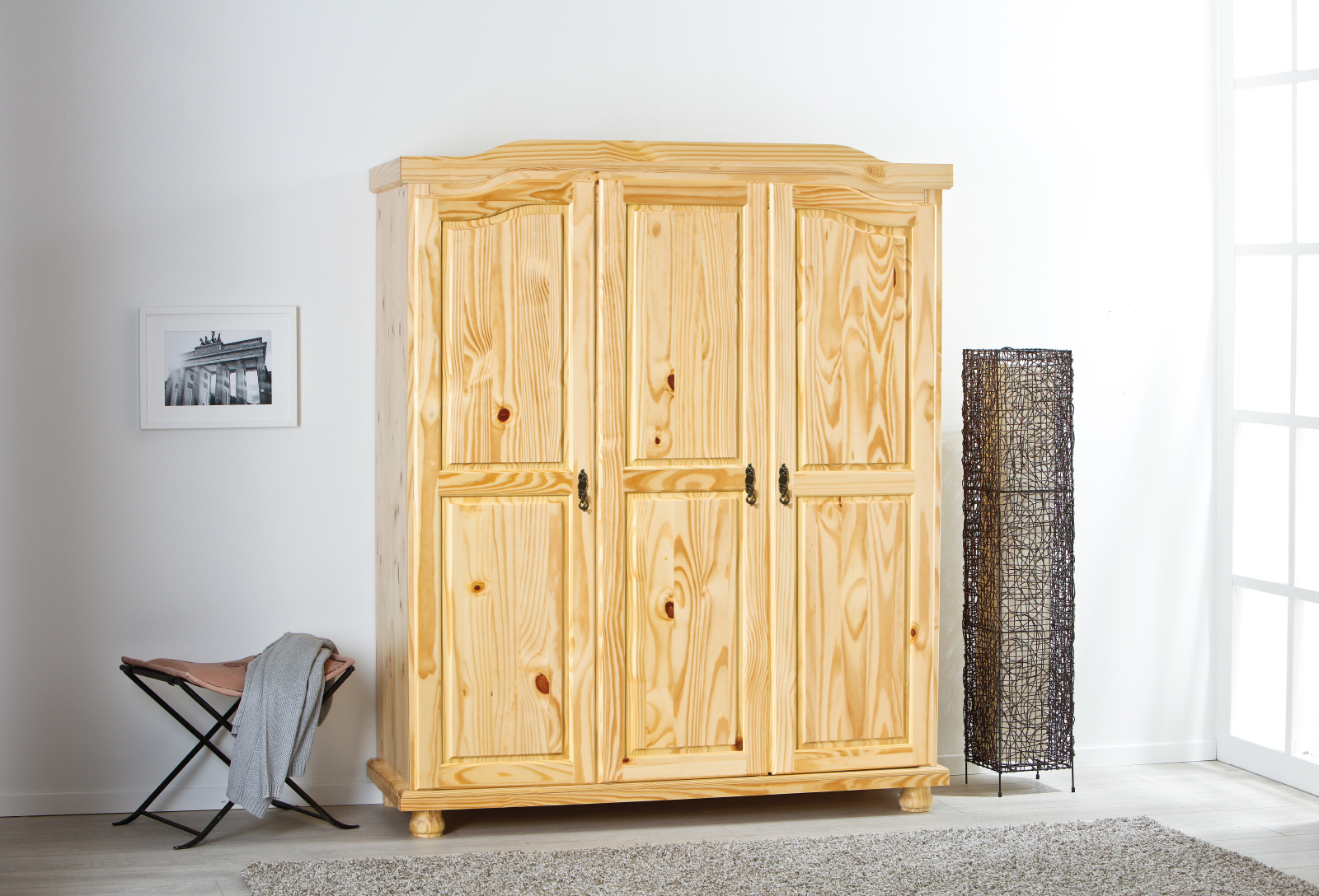 Kleiderschrank BERN - Kiefer Massivholz - 3-türig