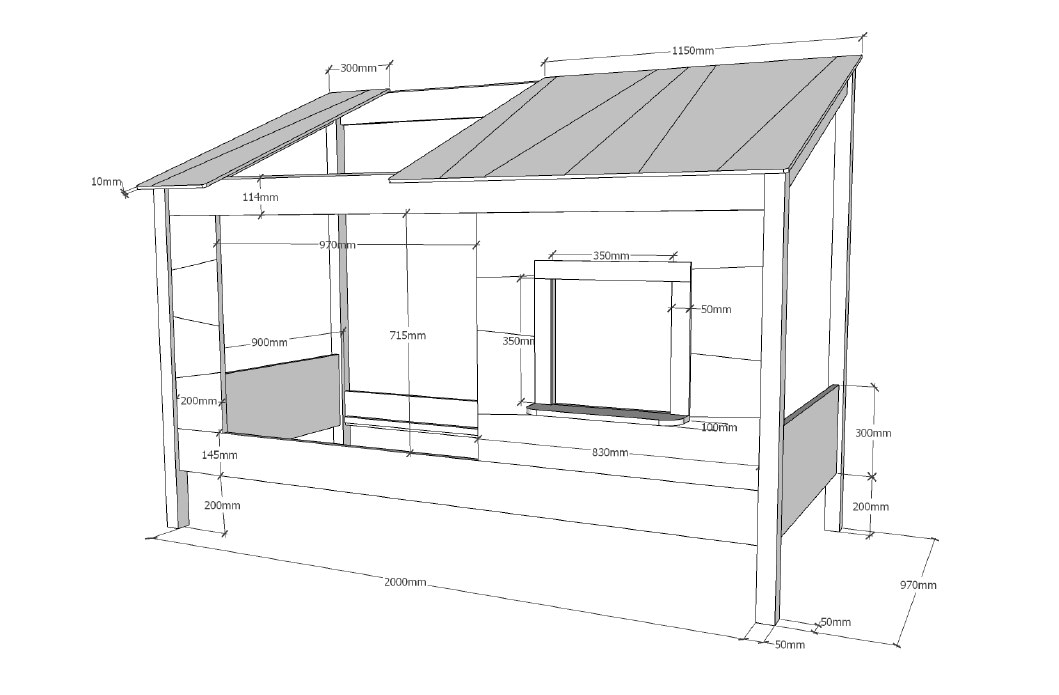 Baumhaus Bett 90 x 200 cm Liegefläche