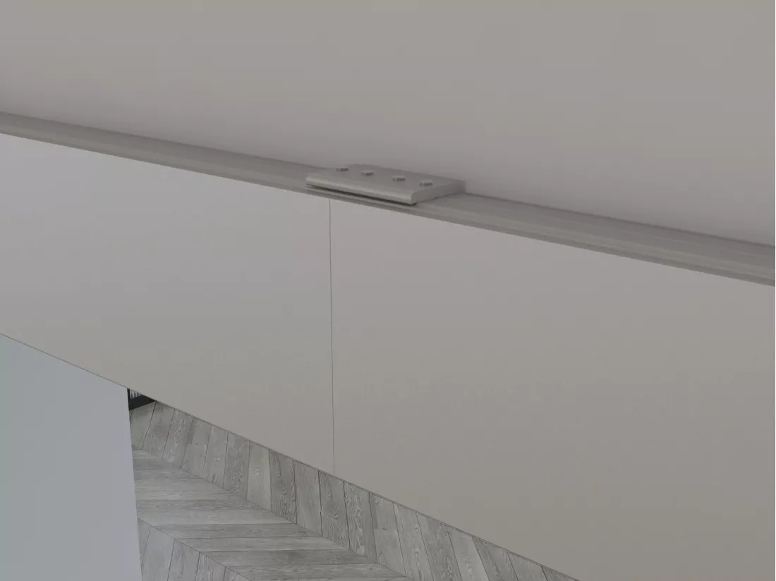 Porte coulissante double avec système en applique - 2 x H205 x L83 cm - Verre trempé dépoli - ASTANA