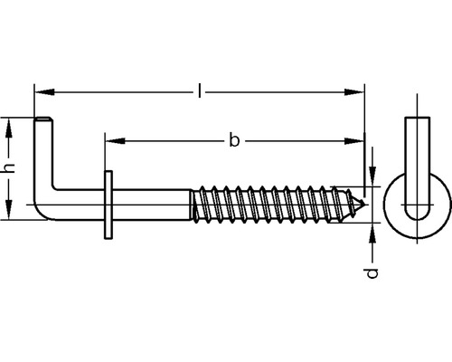 Rechte schroefhaken met bus, 3,5 x 52 mm, verzinkt, 100 stuks