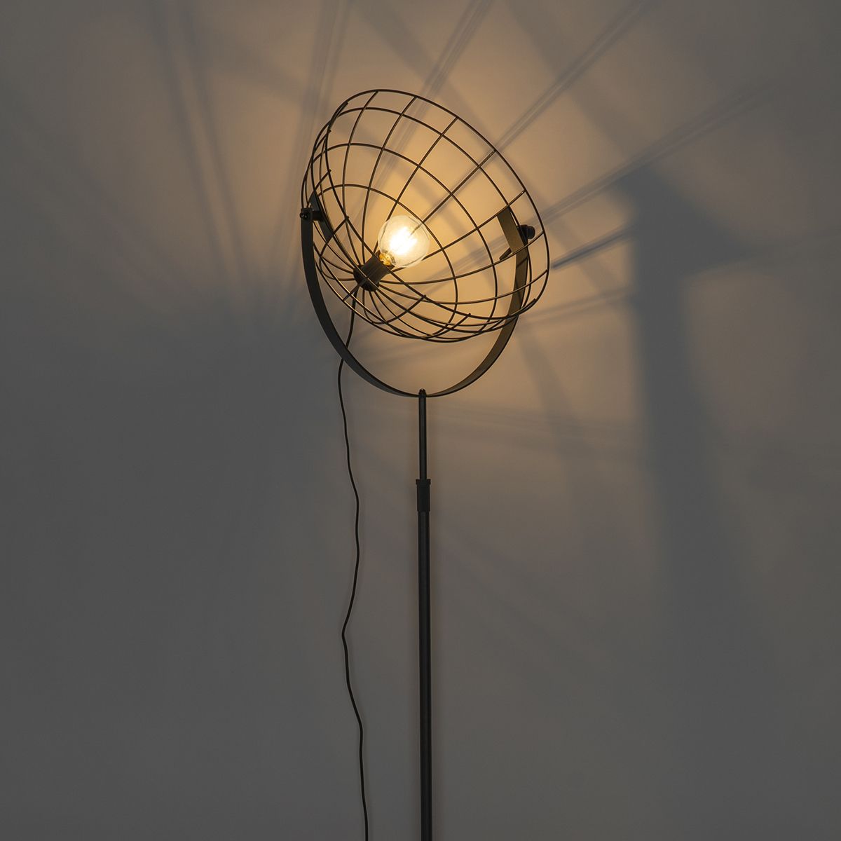 Industriële vloerlamp zwart 50 cm verstelbaar - Hanze