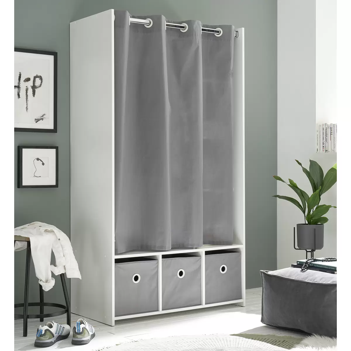 Kleiderschrank Jenins grau,weiss