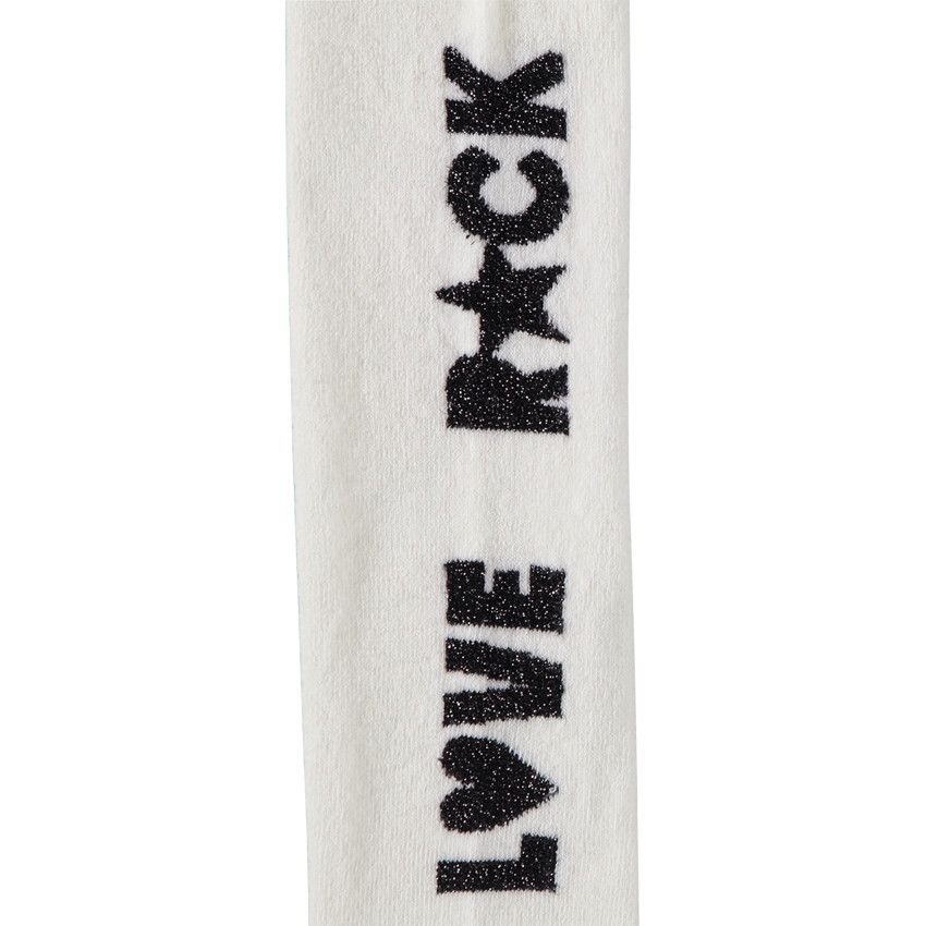 Collant épais print love rock pour fille - Ecru
