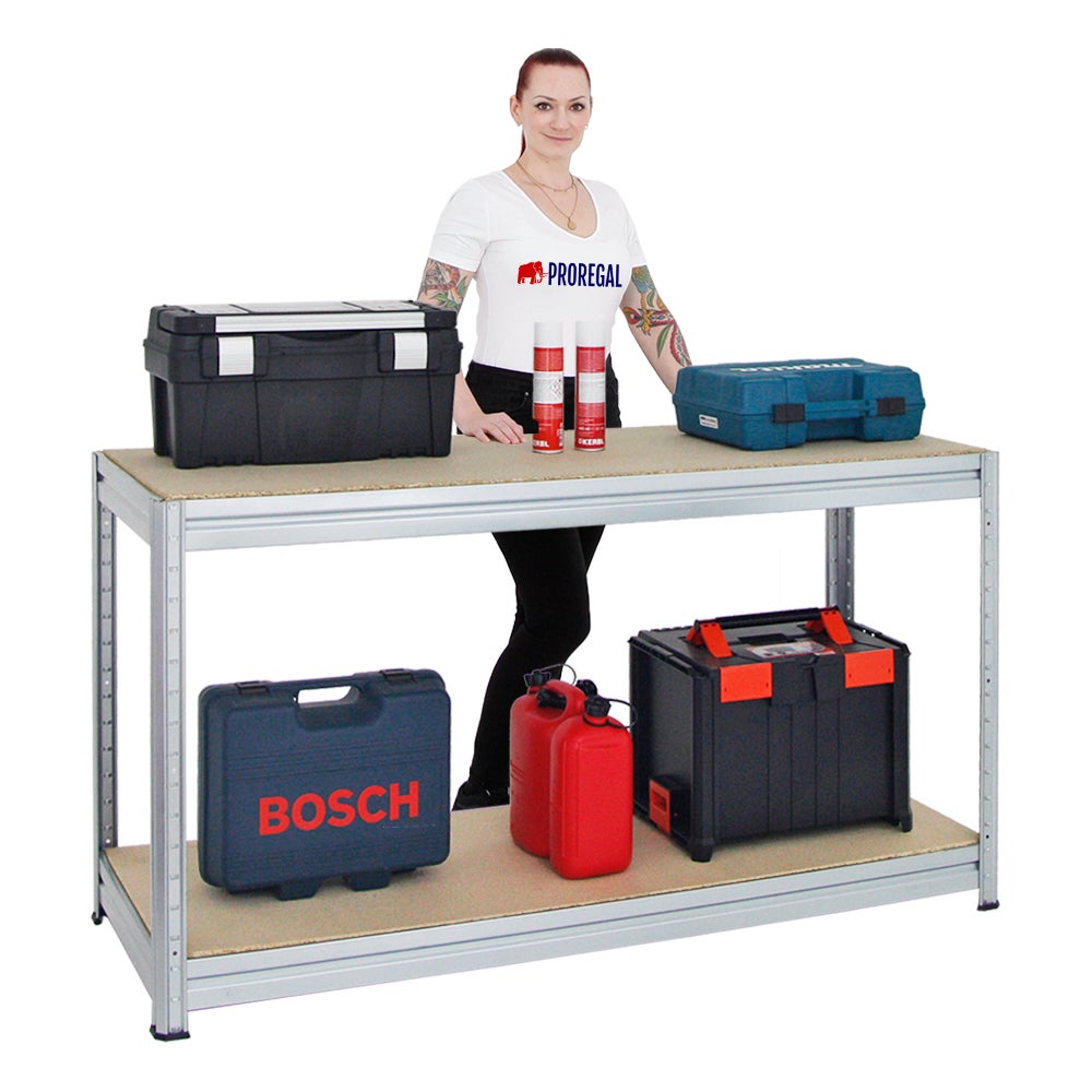 PROREGAL In hoogte verstelbare werkbank Dino HxBxD 90 x 160 x 60 cm Draagvermogen 600 kg Gegalvaniseerd