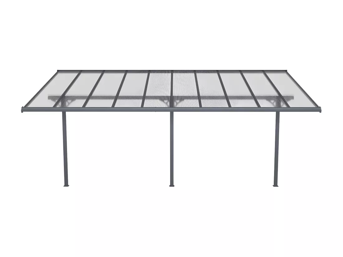 Carport pergola adossé en aluminium 18,8 m² anthracite - ALVARO