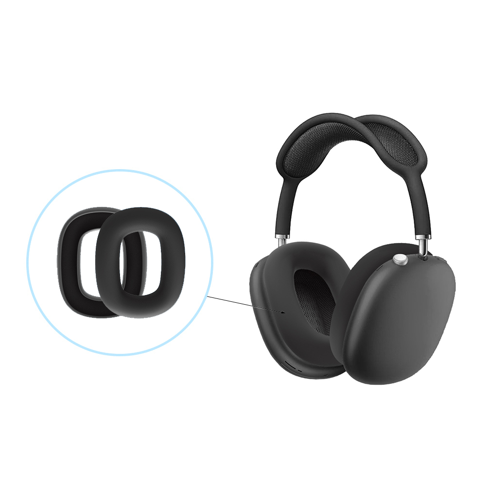 (5-tlg.Set) AirPods Max Silikon Hülle Schutz Abdeckung - Schwarz