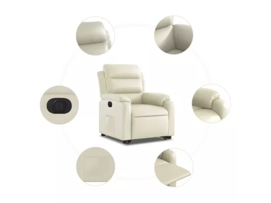 Fauteuil inclinable électrique crème similicuir