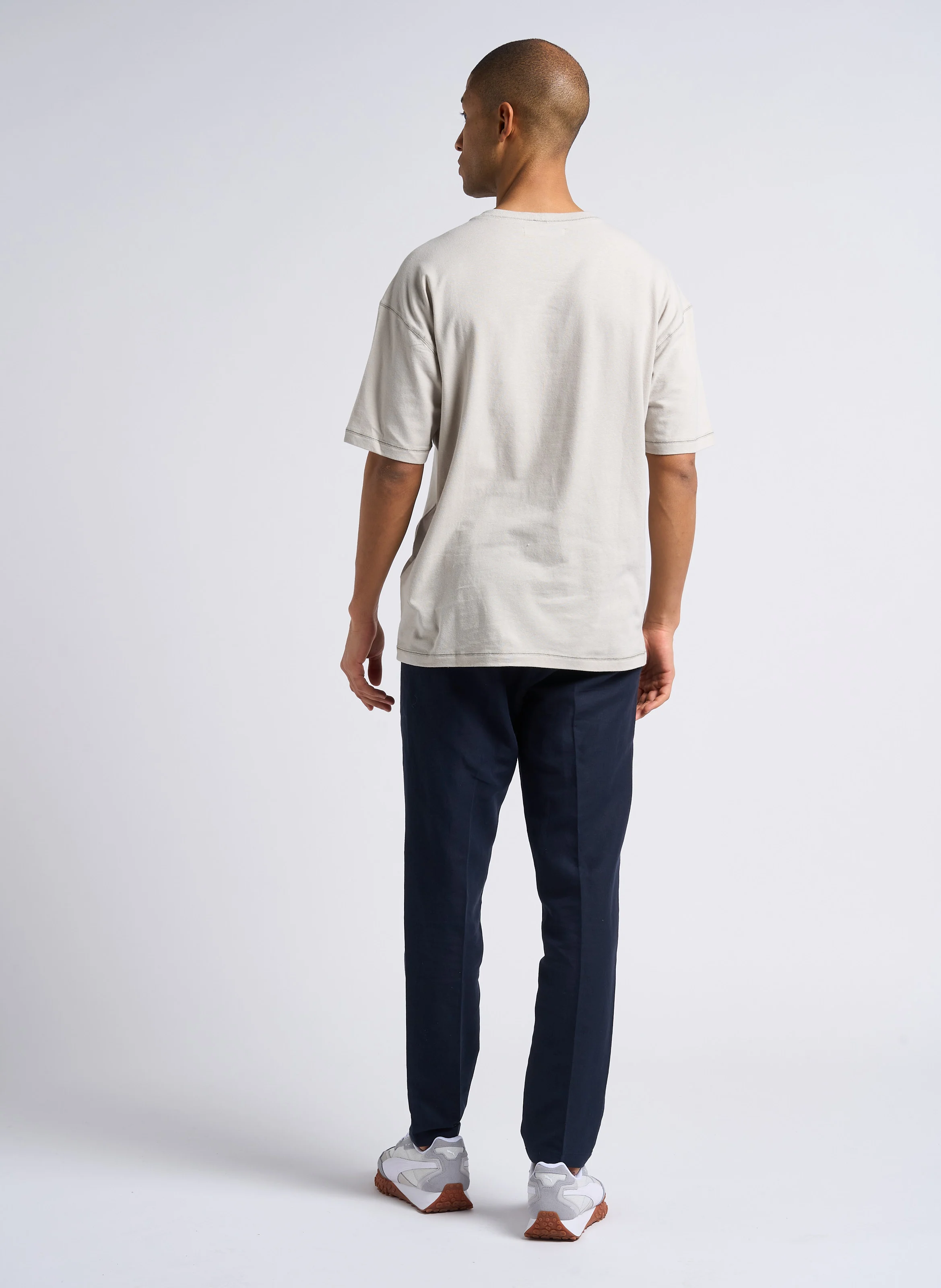 SMITHY - Pantalon slim en coton bio et lin | Bleu