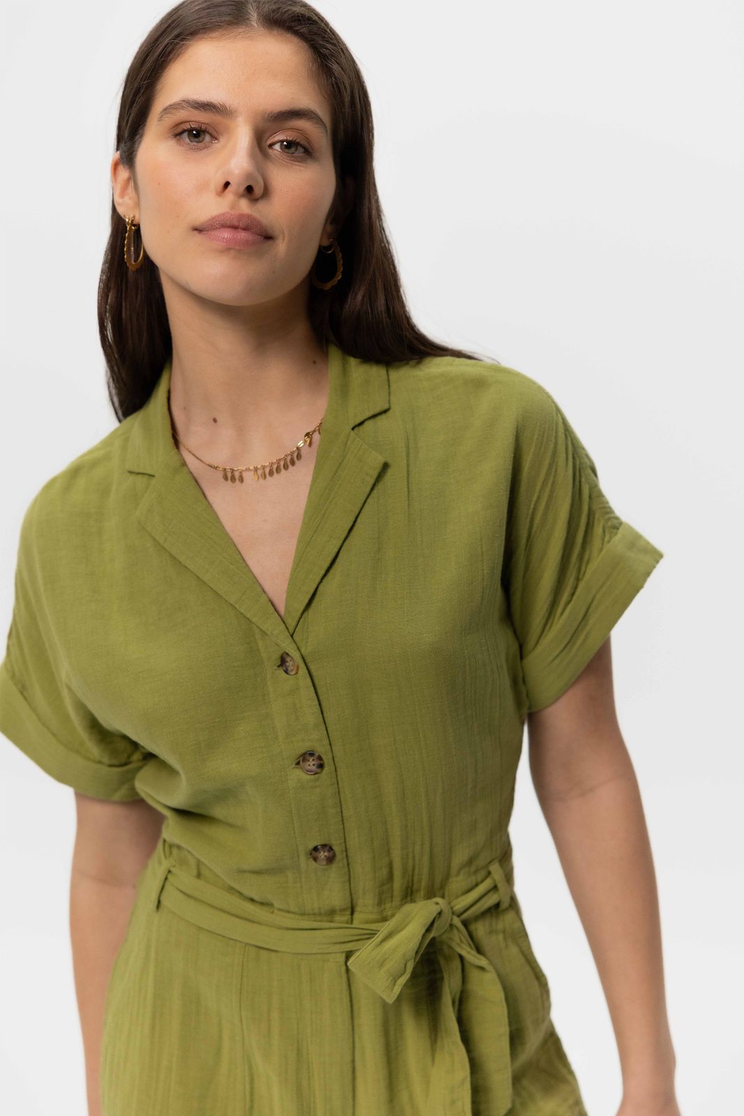 Groene jumpsuit met reverskraag