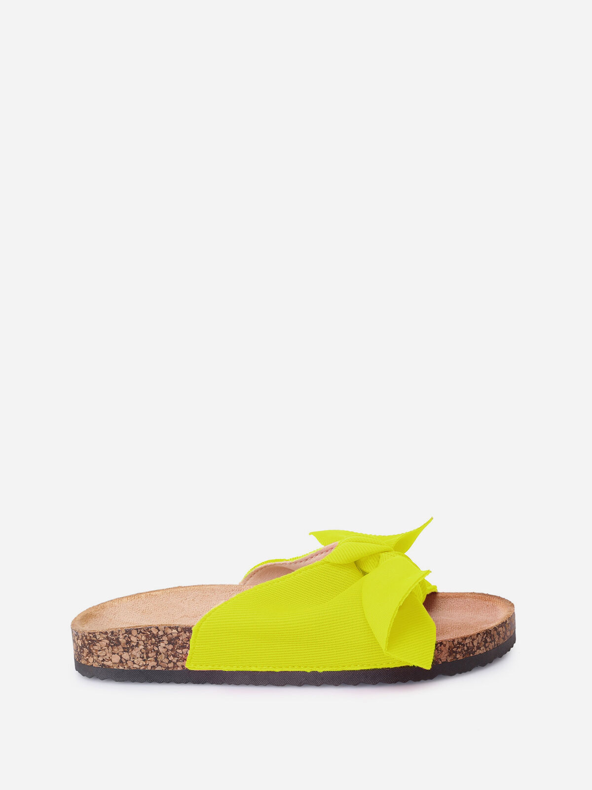 Mules fluo en tissu et noeud- Jaune