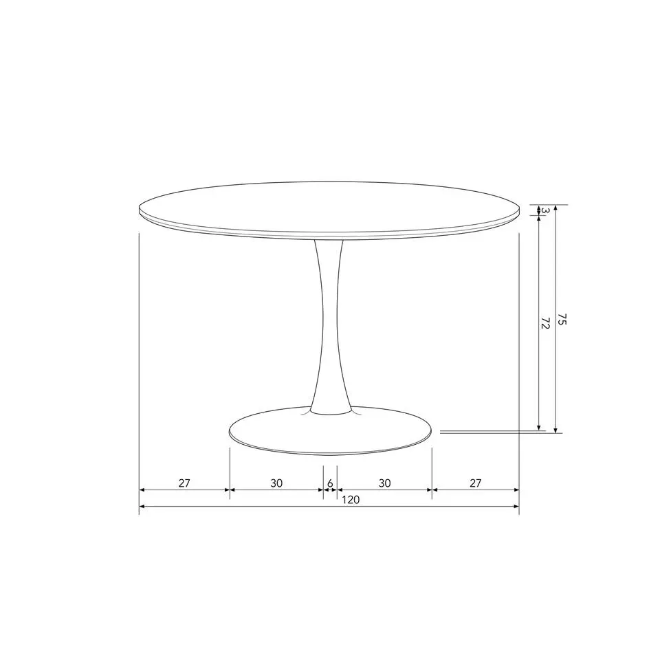 WOOOD Sammy Ronde Eettafel - MDF/staal - Zwart - 75x120x120