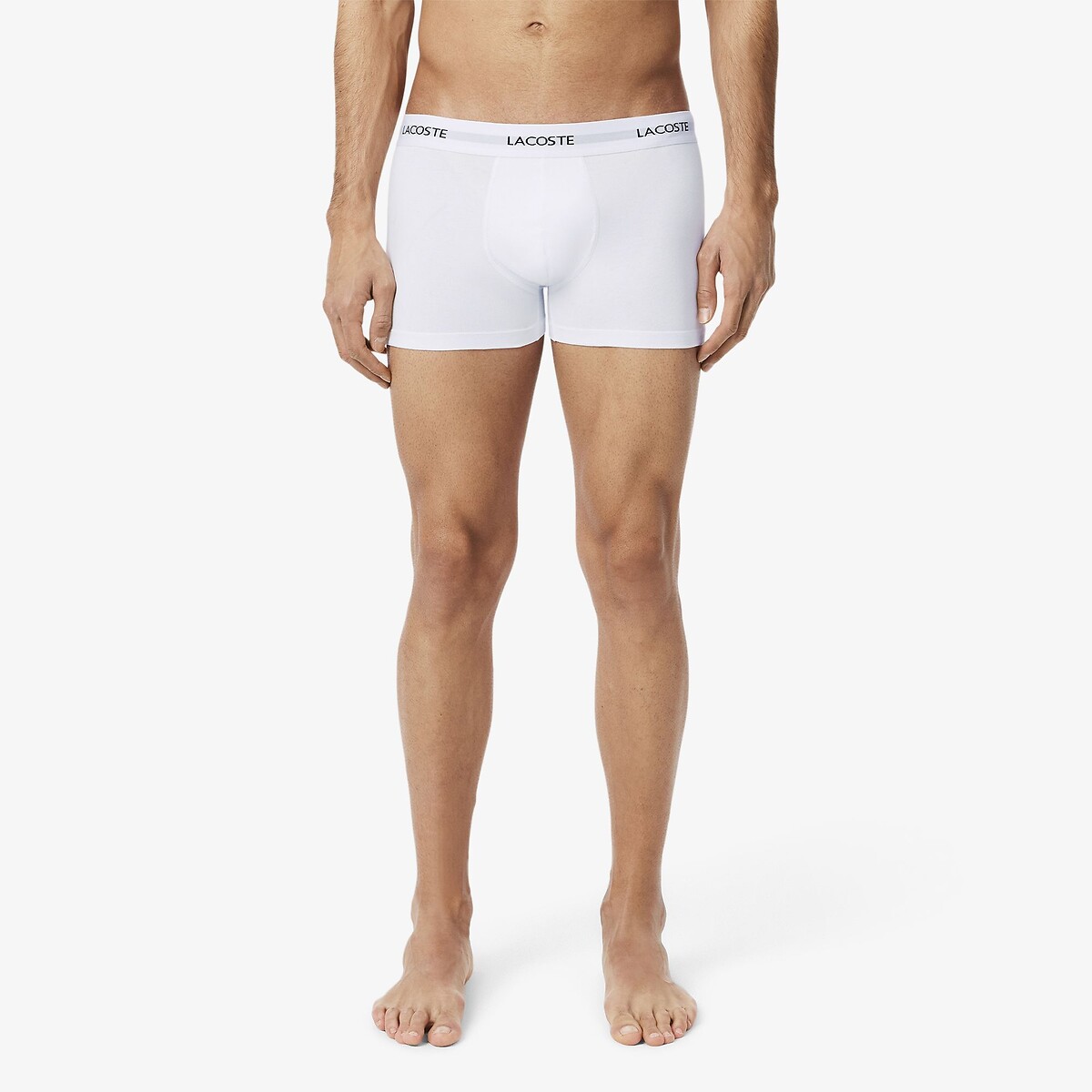 LACOSTE<br>Conjunto de 3 cuecas boxer lisas, algodão elástico
