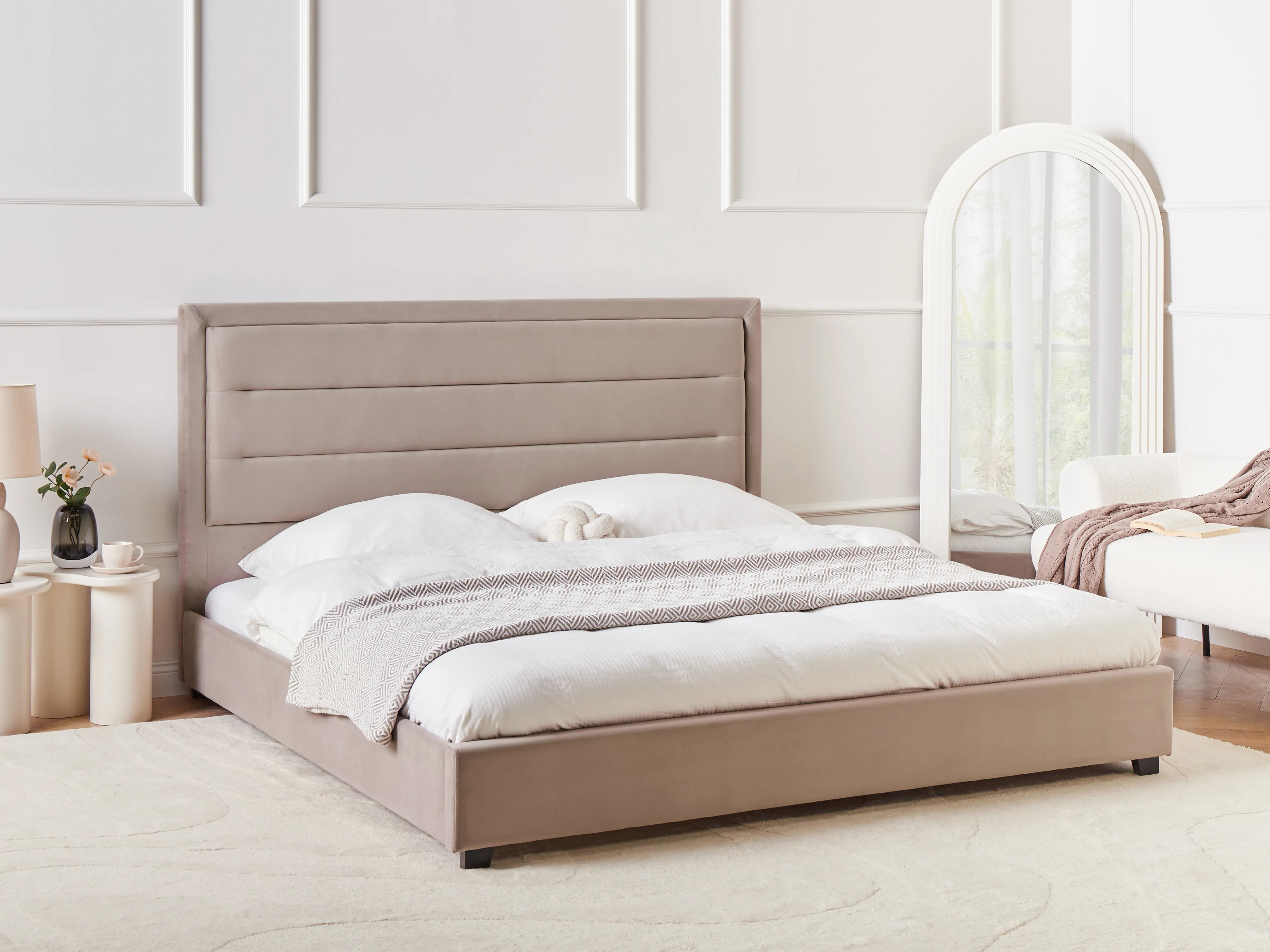 Waterbed Fluweel ROUEN 180 x 200 cm Taupe