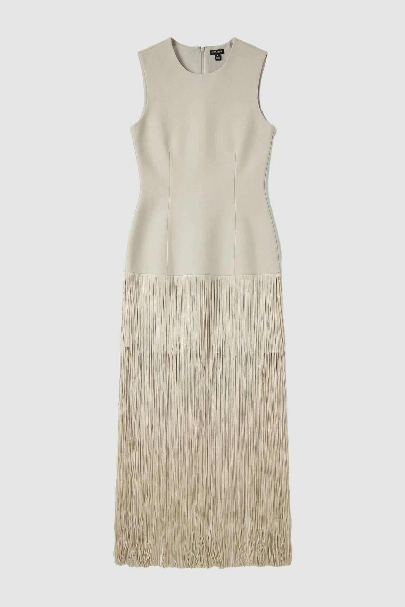 KarenMillen Robe Tricotée Moulante à Bandage avec Ourlet à Franges