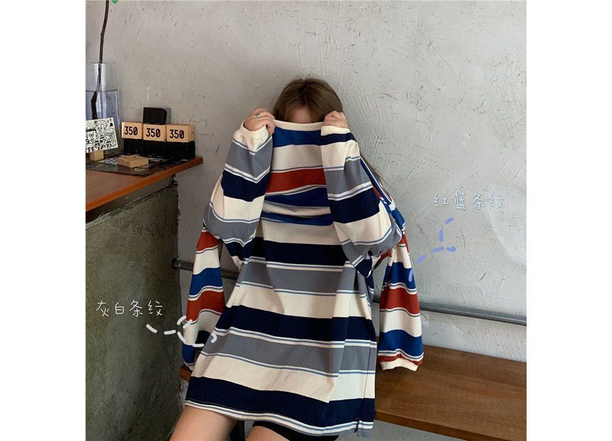 Cossita - Gestreepte oversized trui met ronde hals