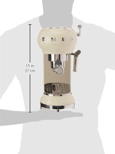 Smeg, ECF01WHEU Manual Espresso -Maschine, Cappuccino -System, Thermoblock, große Tassengehäuse und Doppelkaffeefunktion, 1 l Wassertank, kompakte Abmessungen, 1350W, Weiß