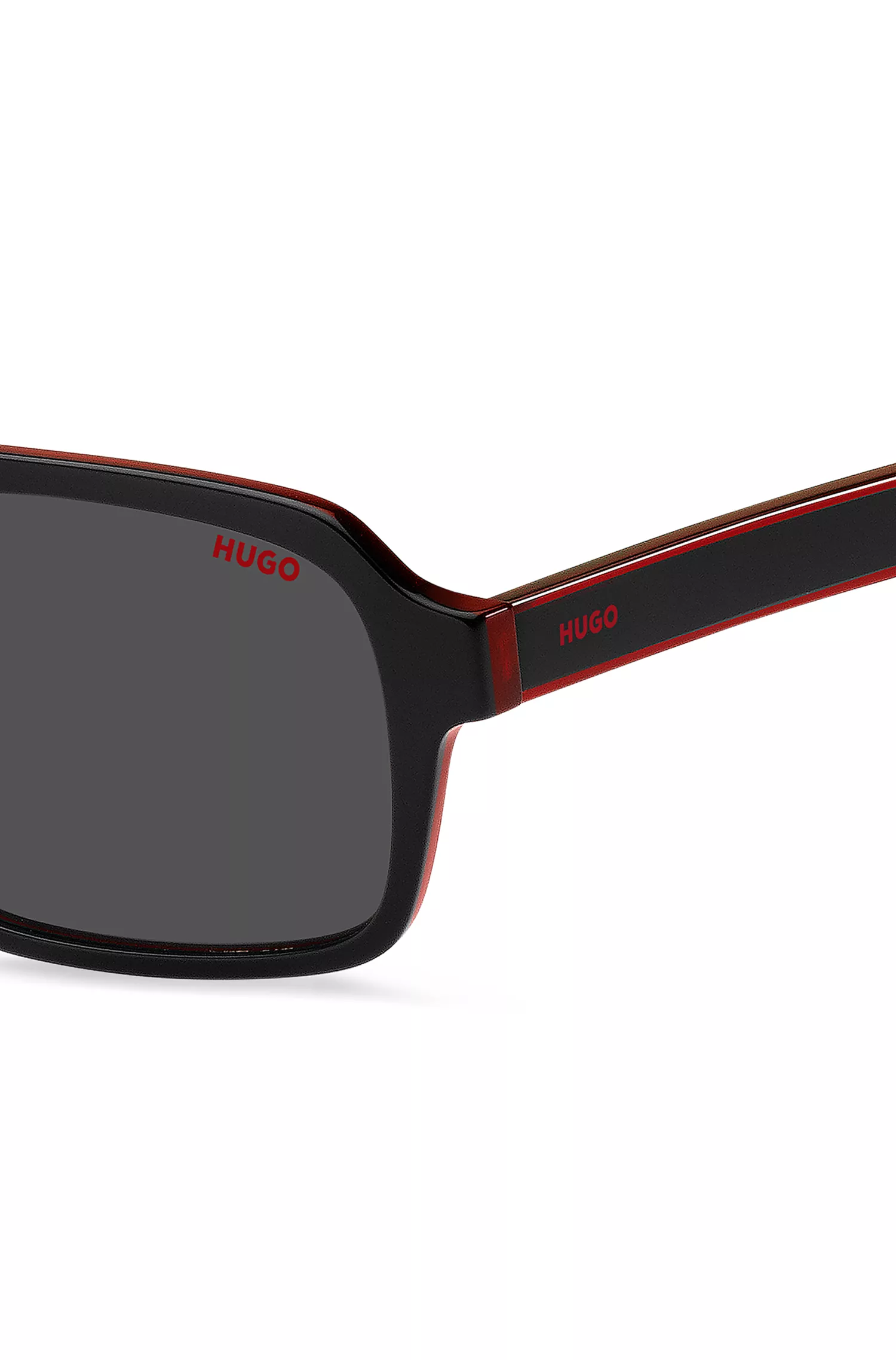 Óculos de sol HUGO Red-Two-tone em acetato preto e vermelho