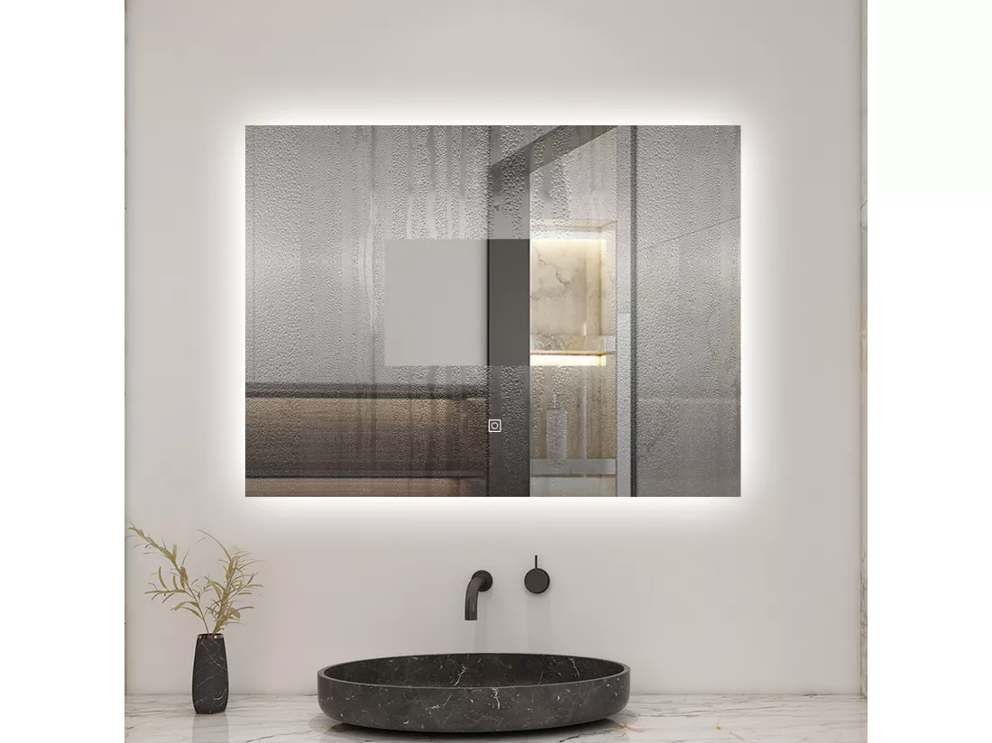 AICA LED Miroir lumineux 80x60cm anti-buée + dimmable + mémoire miroir salle de bain