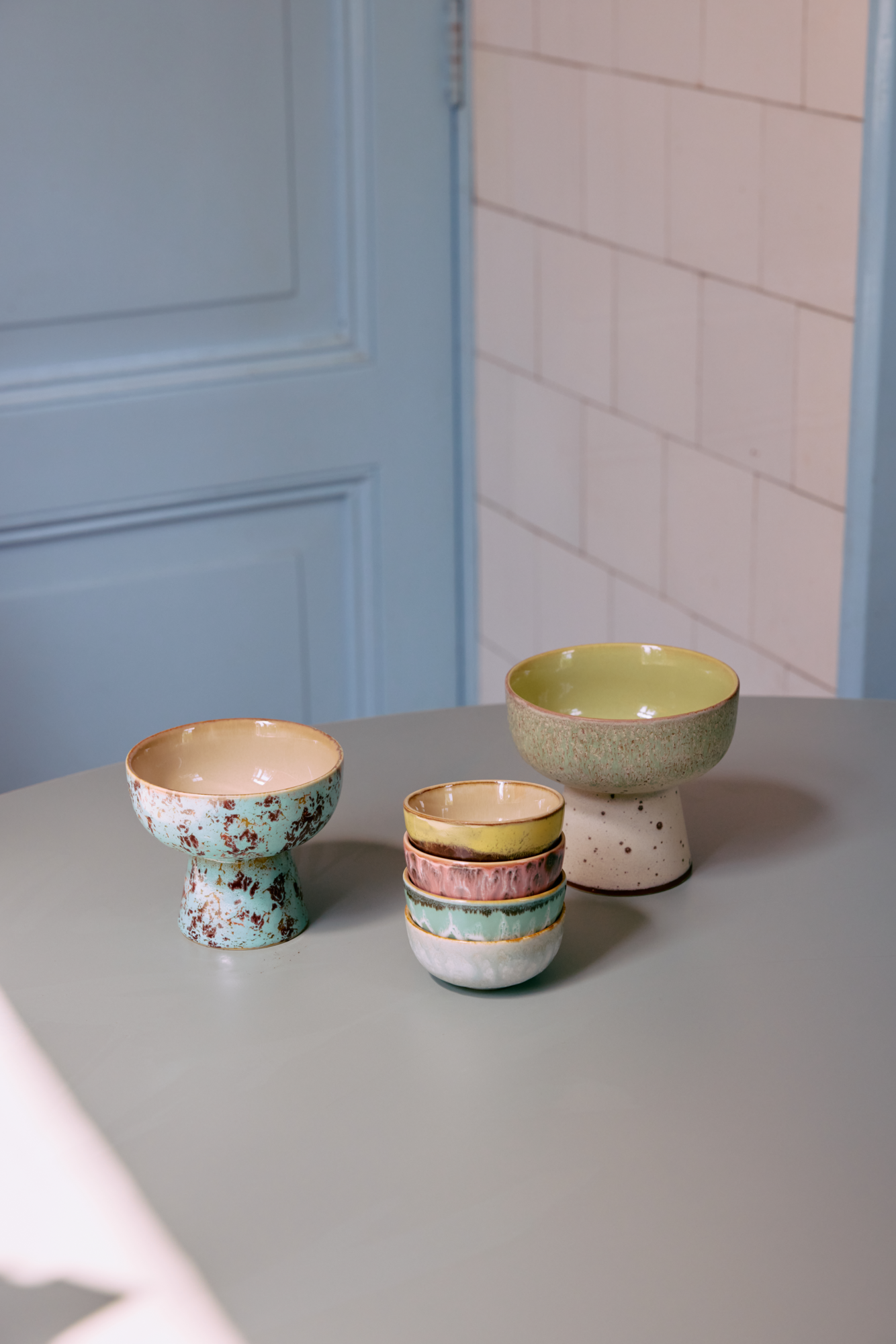 Servies 70's Ceramics tapas schaaltje op voet S patina