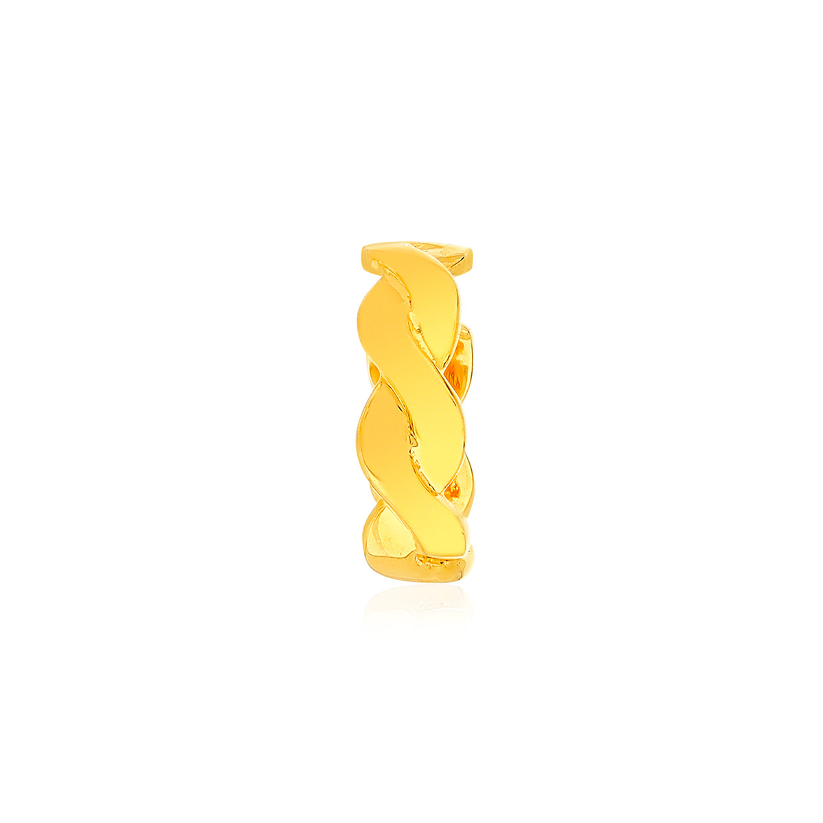 Clip d'oreille plaqué or jaune, style tressé.