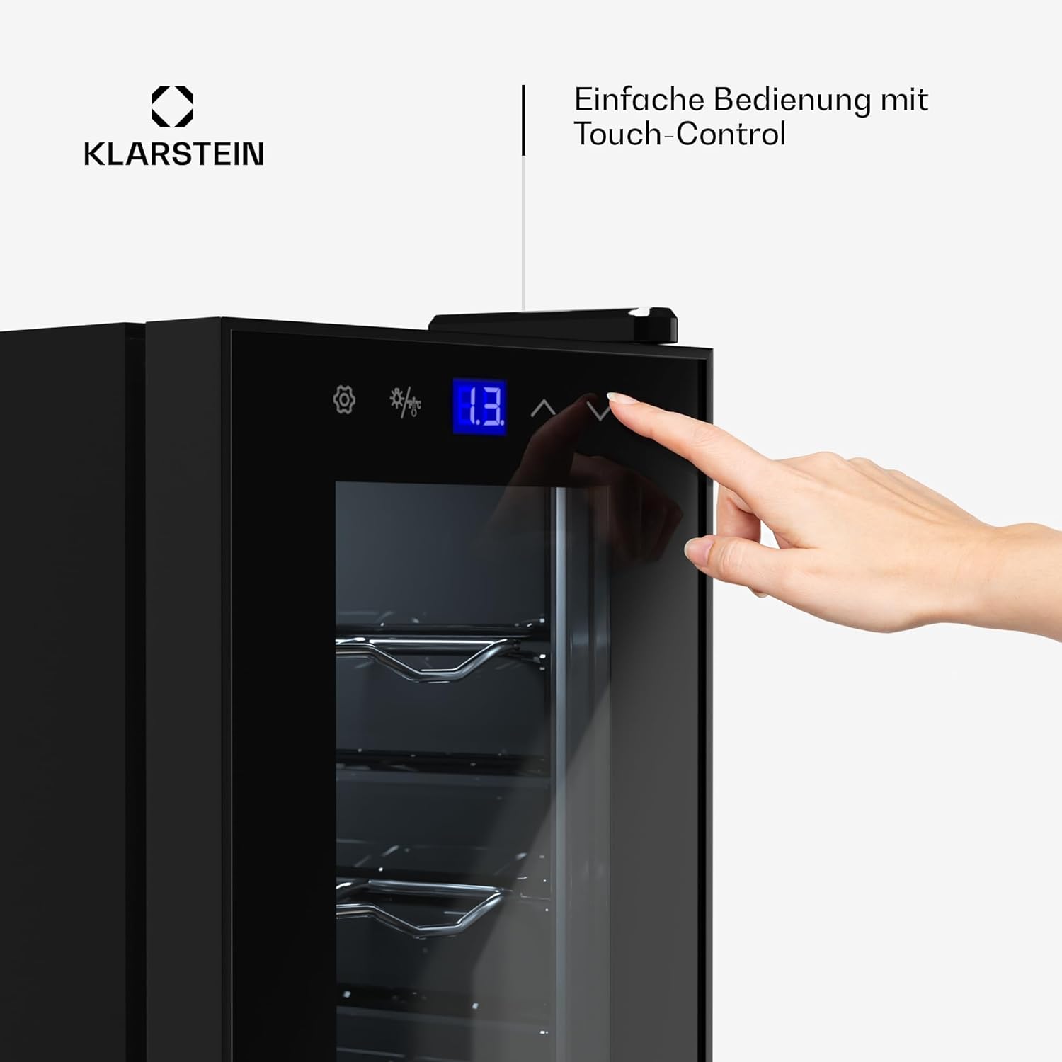 Klarstein Weinkühlschrank,1 Zone Getränkekühlschrank mit Glastür, Leiser Indoor/Outdoor Kühlschrank, 41L Flaschenkühlschrank Klein, Weinschrank für Getränke, Weinkühler für 14 Flaschen
