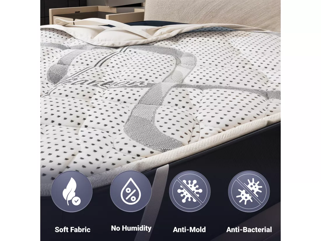 The White Stone Topper 80 x 200 cm | Correcteur de Matelas Ergonomique | Rembourrage Ouate Soft | Hauteur 5 cm | Tissu Respirant, Antiallergique
