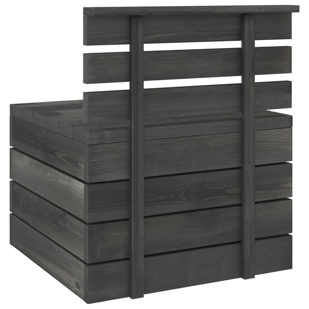 Salon de jardin palette meuble d'extérieur ensemble de mobilier 3 pièces bois de pin massif gris foncé