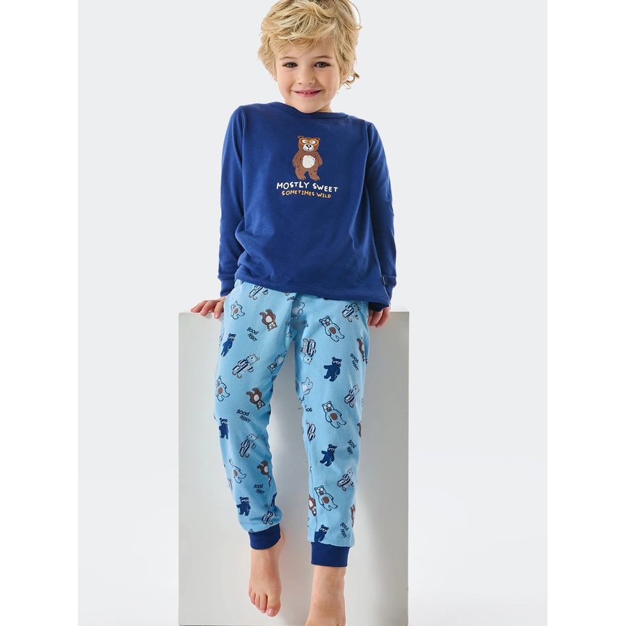 Schiesser Pyjama Natural Love blau