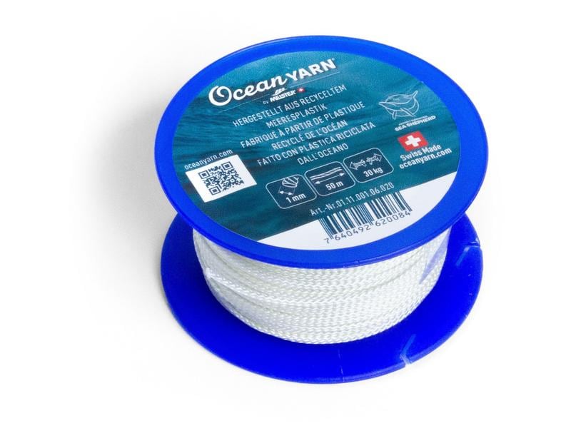 Meister Seil OceanYarn Ø 1 mm, 50 m, 30 kg, Weiss Kordel aus recyceltem Kunststoff normalgeflochten