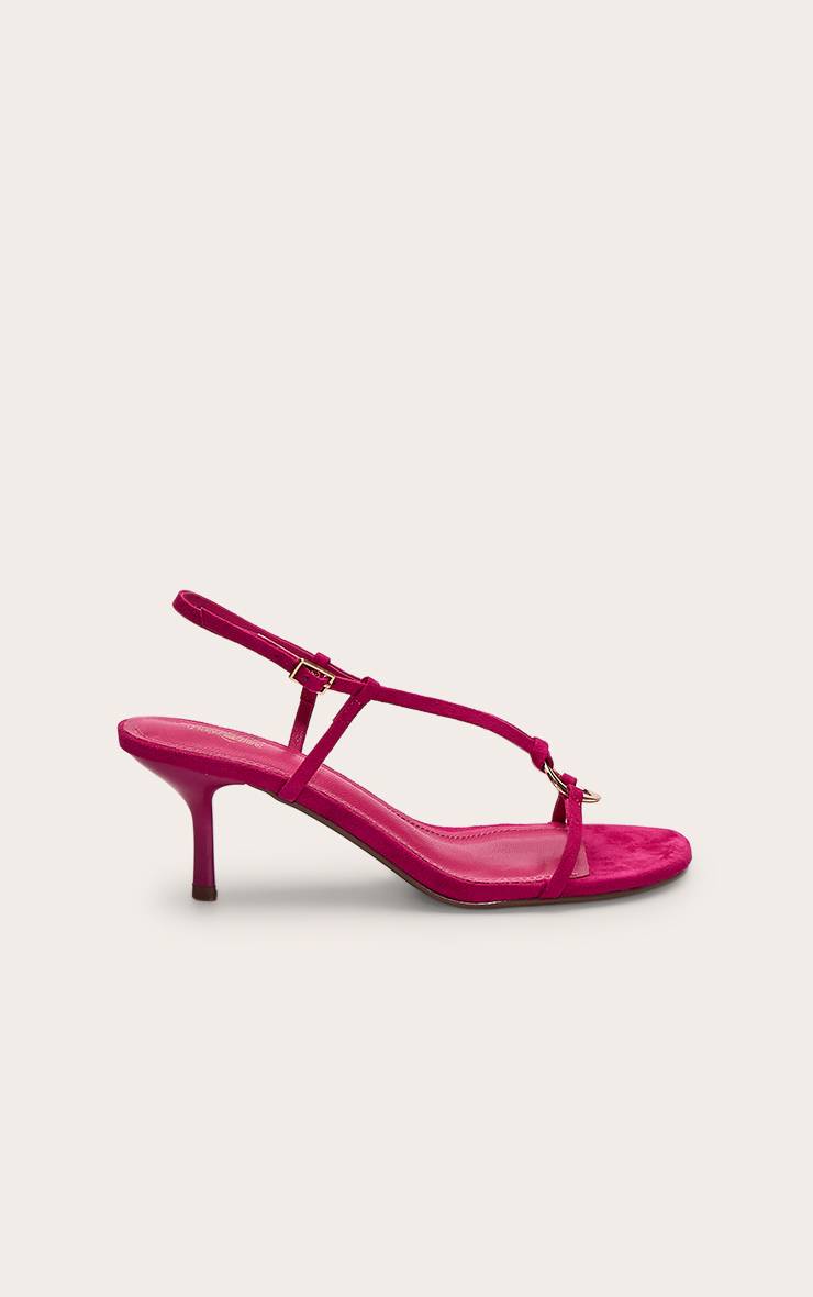 Rose Vif Sandales À Talons En Synthétique Avec Anneau Métallique