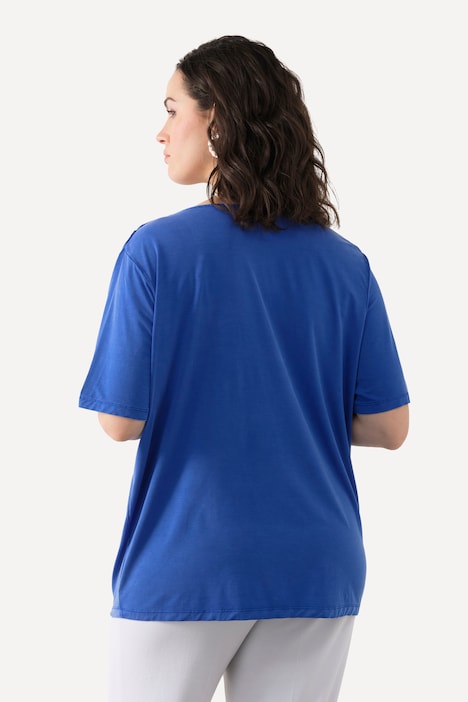 T-Shirt, Lyocell, Wasserfall-Ausschnitt, Halbarm