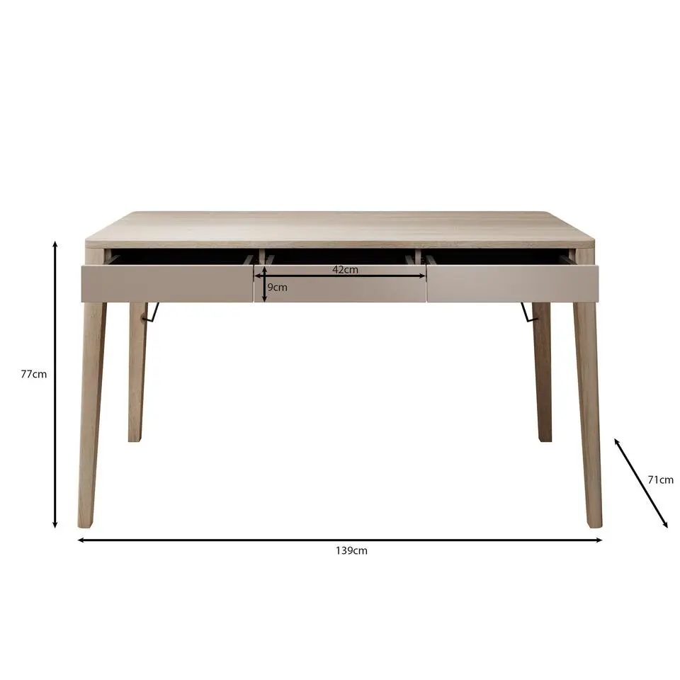 Meubella - Bureau Mazar - Licht eiken - 139 cm