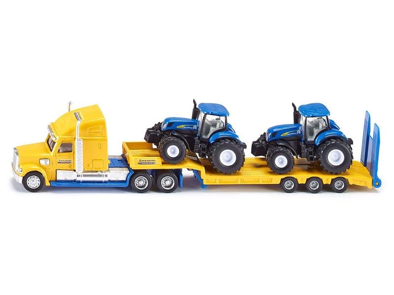 Siku Lastwagen mit Tieflader und 2x New Holland T8 Traktore US-Truck Sattelzug mit zwei New Holland Traktoren