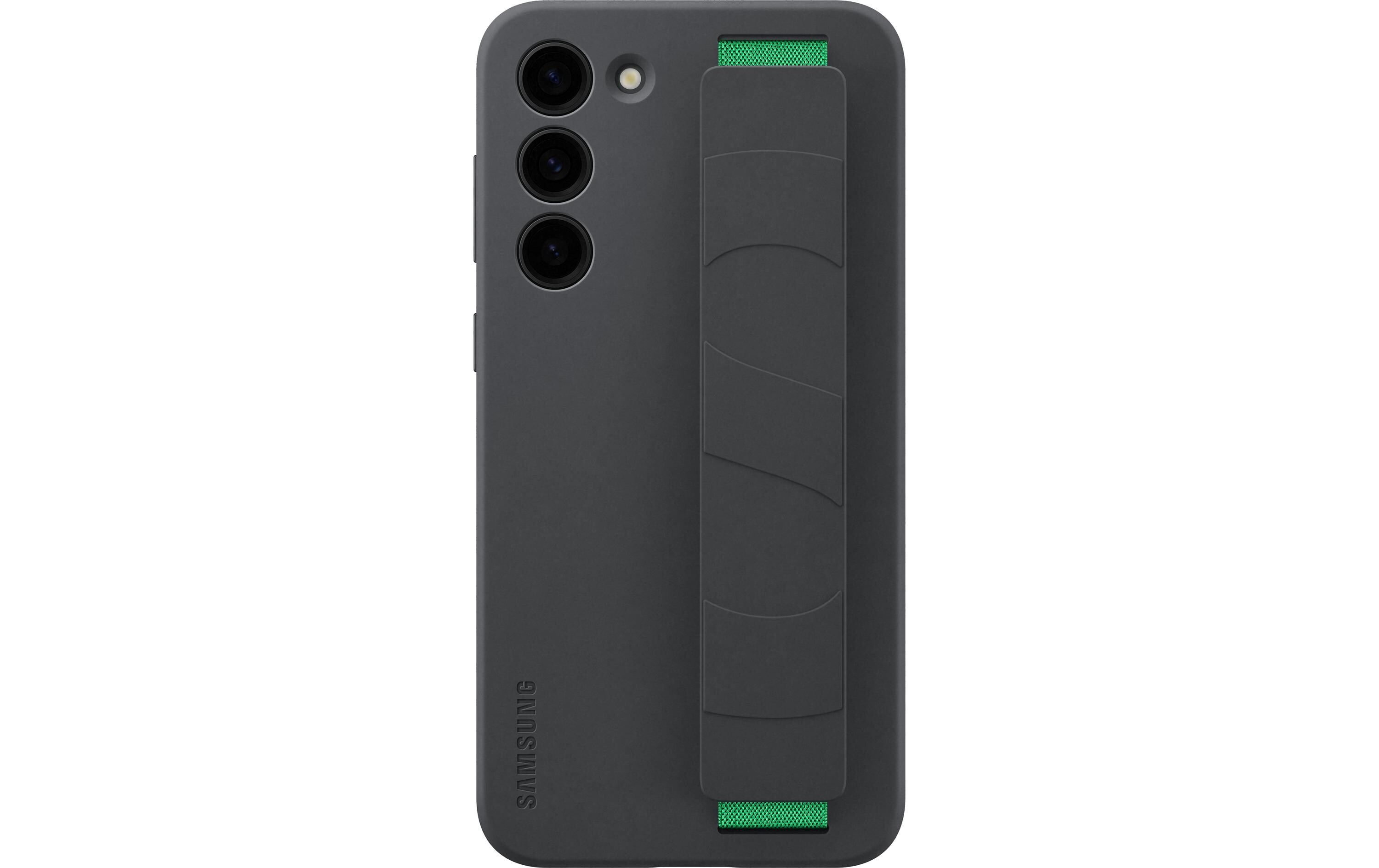 Back Cover Silicone Grip Galaxy S23+ SchwarzSchutzhülle mit Handriemen für das Samsung Galaxy S23+