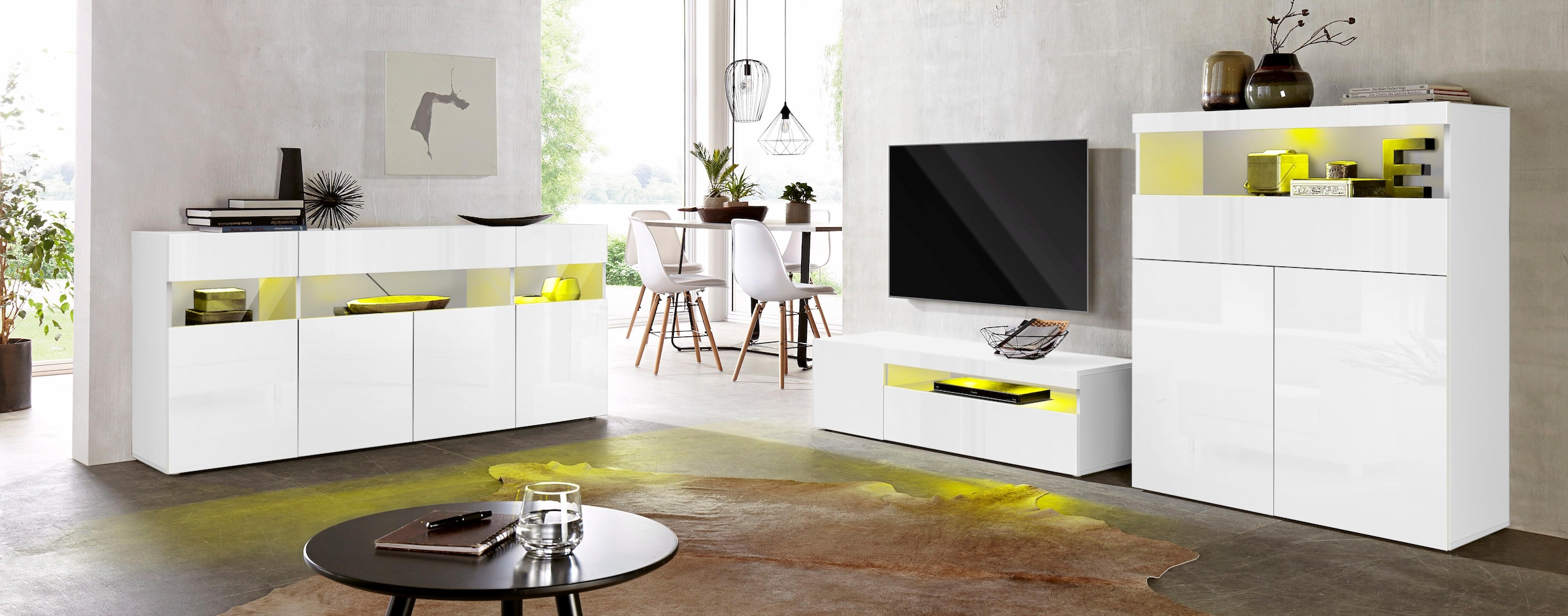 INOSIGN Highboard »Schrank, Hochschrank, Hochkommode« mit 2 Türen und 1 Schubkasten, Breite 100 cm, ohne Beleuchtung