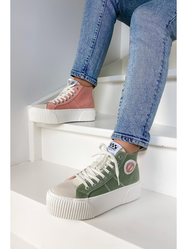 No Name - IRON MID Soft Canvas Bambou/Salmon