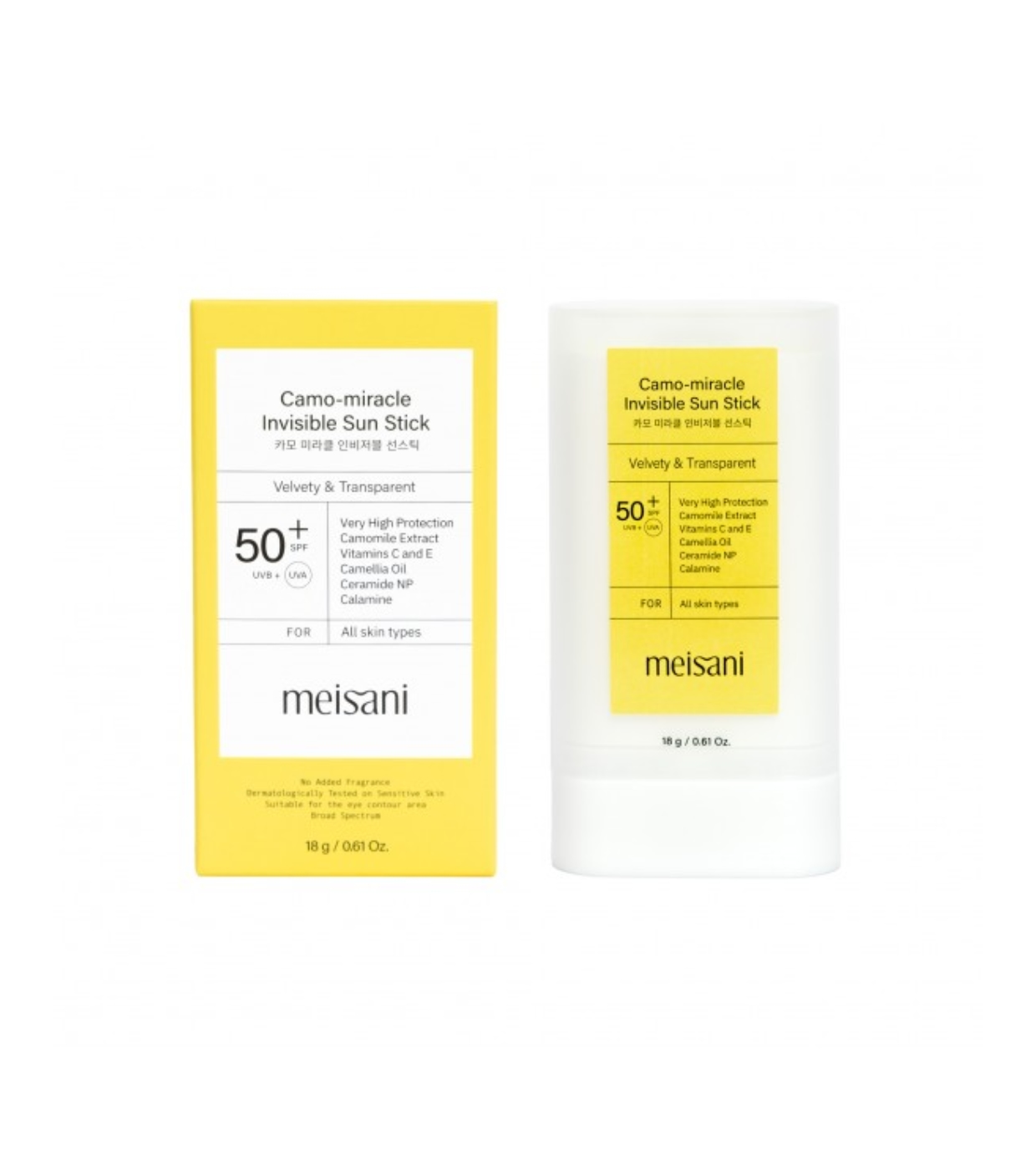 Meisani - Protetor solar facial em bastão Camo-miracle Invisível FPS50+