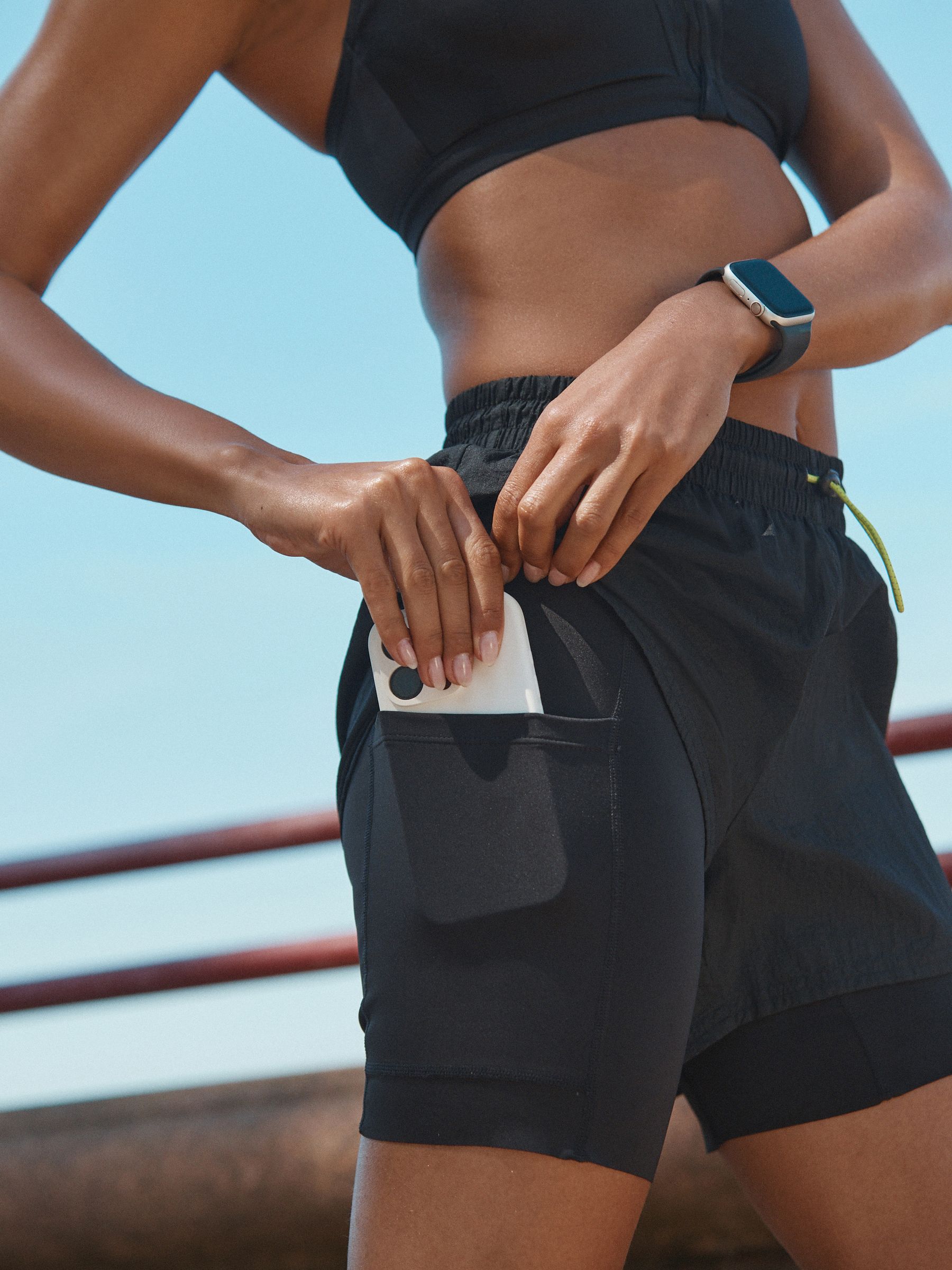 Zwart - 2-in-1 sportshort met hoge taille van Dry Tech
